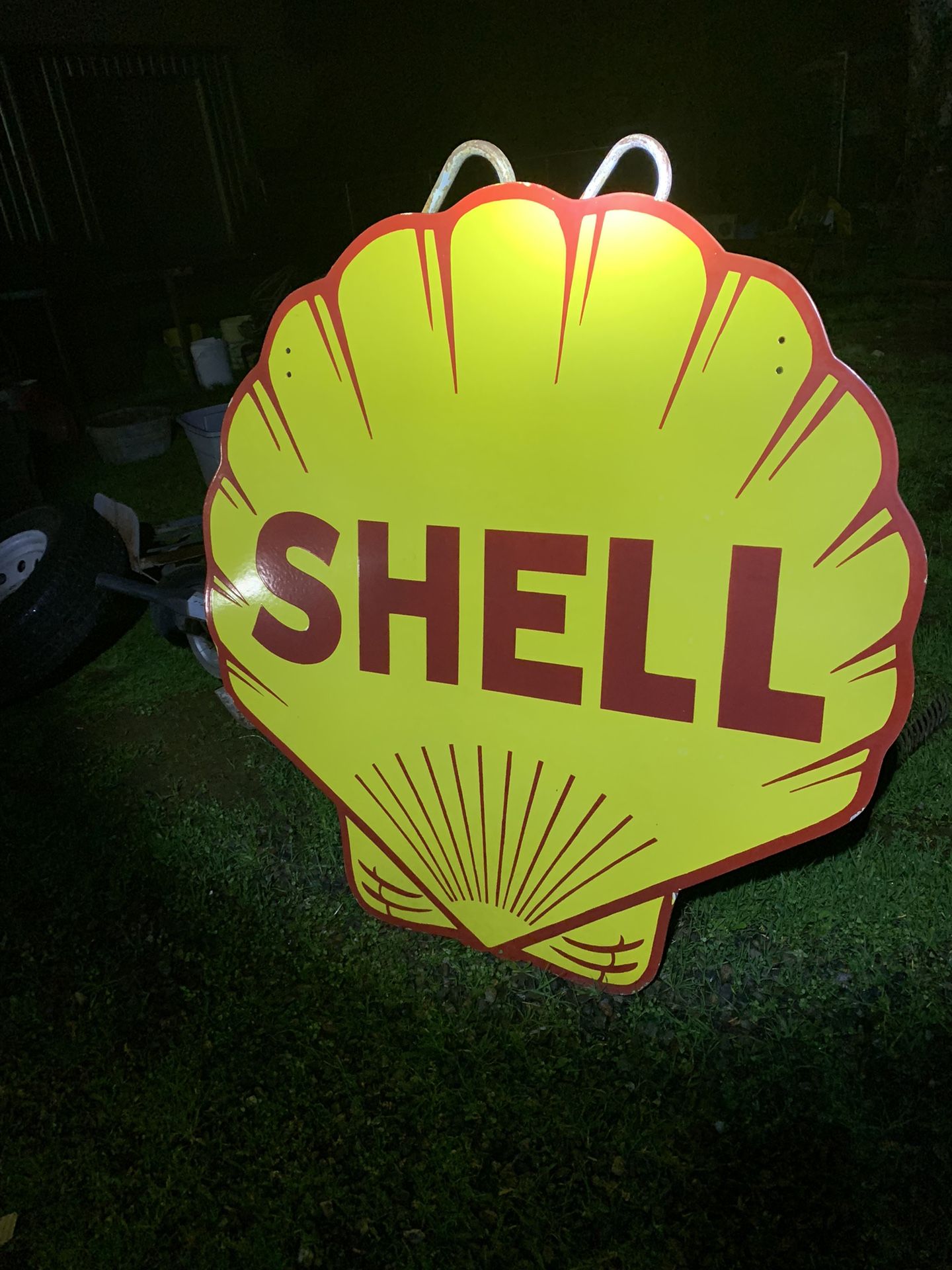 SHELL DOUBLE SIDED 48 inch porcelain sign  