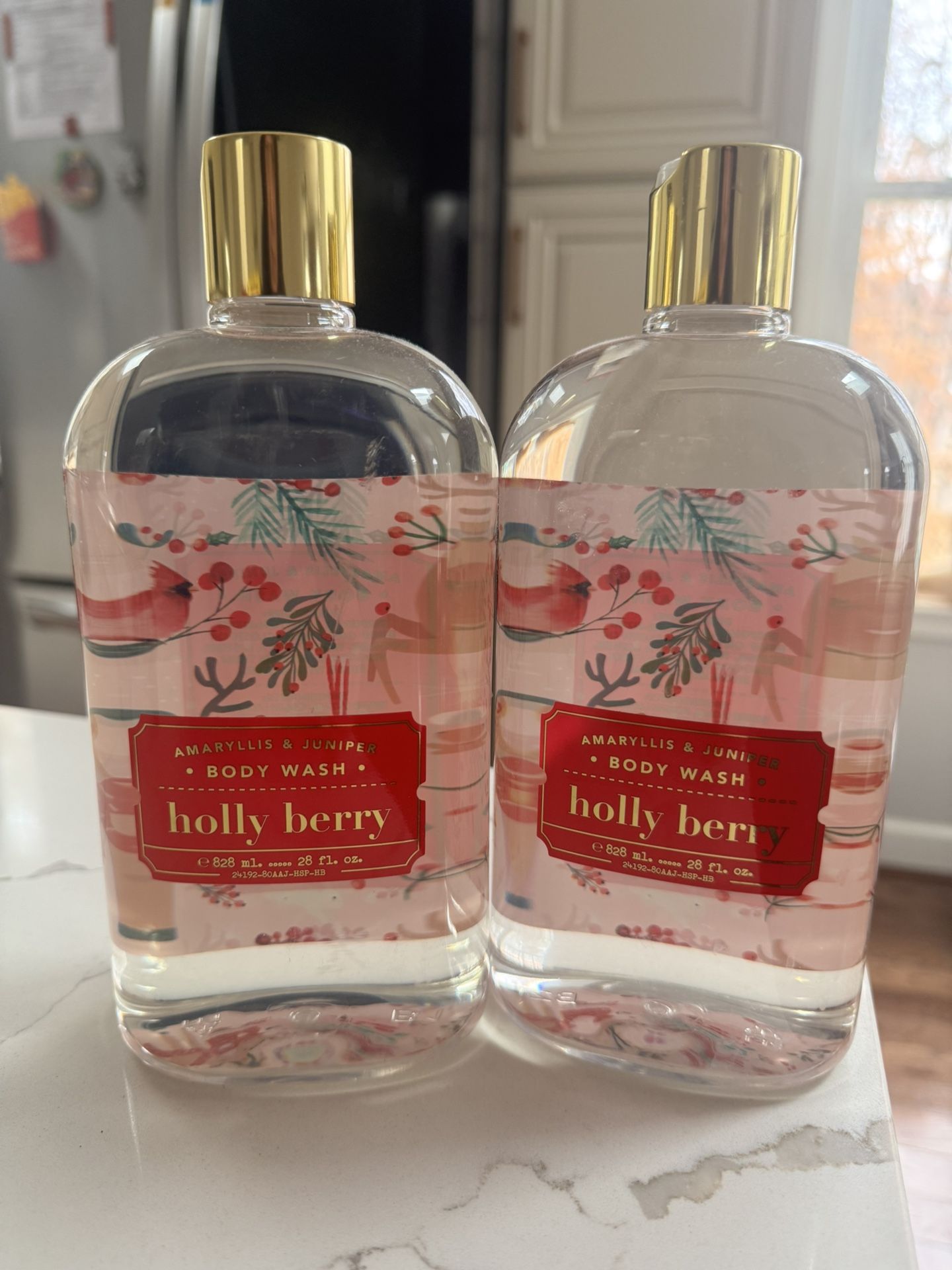 Amaryllis & Juniper Holly Berry Body Wash. 28 fl oz each