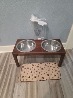 Solid Wood Dog Bowl Stand |Pet Bowl Stand with stainless steel  bowls