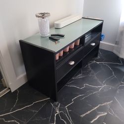 TV Cabinet / Stand With Glass Top And Storage Drawers