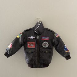 Up and Away A-2 Air Force Flight ✈️ Bomber Jacket Brown Junior Youth Kids Boy Girls Size Medium ( 6 )