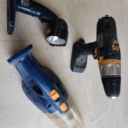 Ryobi 18v Hand Vacuum, Drill, Flashlight