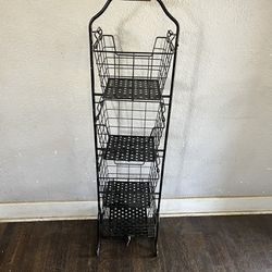 4-Tier Black Metal Wire Storage Baskets 