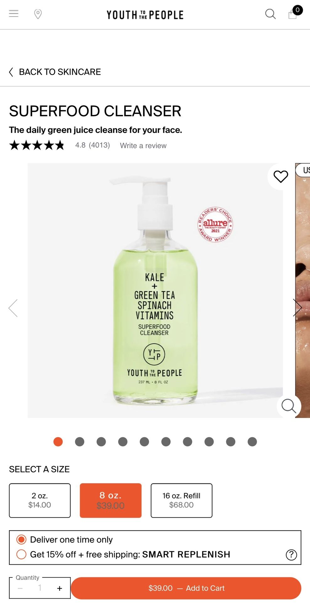 Brand New In Box: SUPERFOOD CLEANSER Kale + Green Tea Spinach Vitamins Face Wash