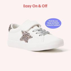 *NEW*FabKids Girls Sneakers White Shoes Low Top Lace Up Footwear for Toddler SIZE 10