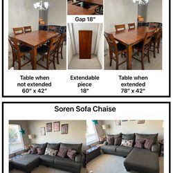Dinner table/chairs & Sofa