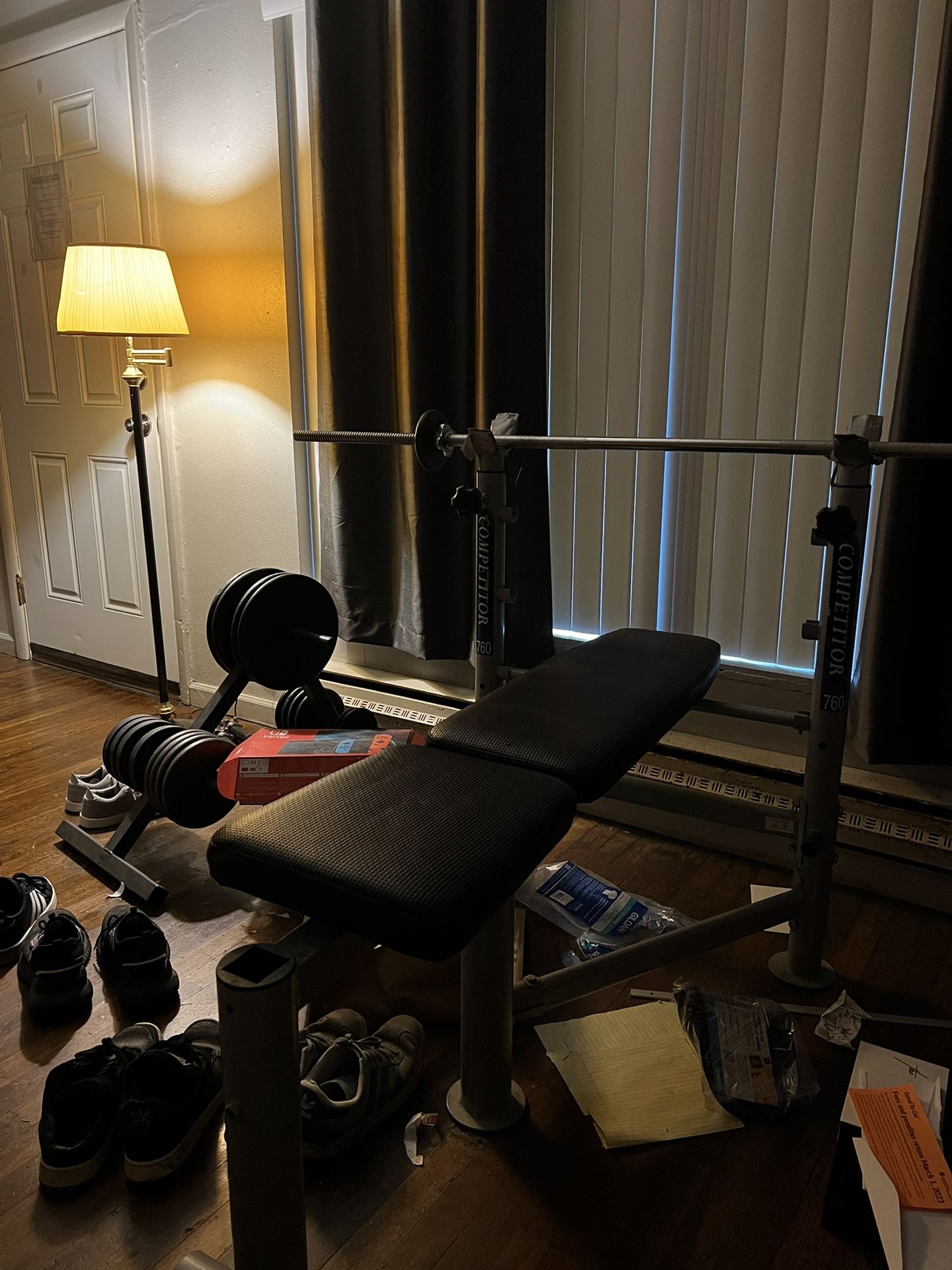 Adjustable Bench Press With Full Weight Set Included