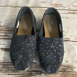 TOMS NAVY BLUE WITH ROSE GOLD CLASSIC SLIP ONS