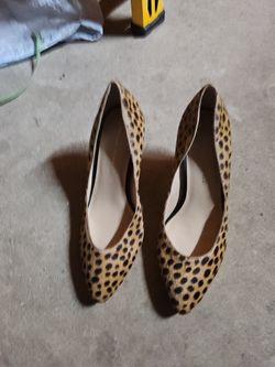 Loeffler Randall Pumps Tasmin Cheetah Print Pony Hair Size 8 Pointed Toe Heels