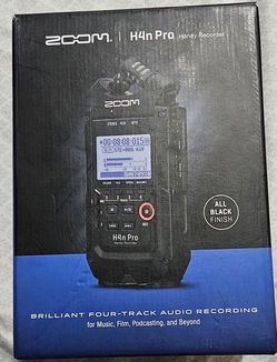 Zoom H4n Pro 4-Track Portable Recorder, All Black, Stereo Microphones, 2 XLR/ ¼“ Combo Inputs, Battery Powered, for Stereo/Multitrack Recording of Mus