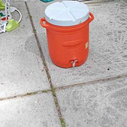 Orange Rubbermaid cooler