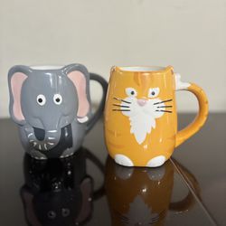Animal Mugs - Cat And Elephant 