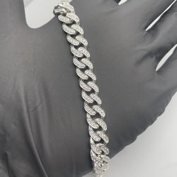 Solid 925 Sterling Silver Iced Cuban Bracelet – 9.8mm | 8.25 in | Unisex