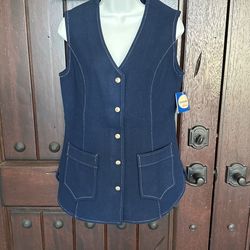 Vintage Knockabouts Wool Snap Navy Blue Vest