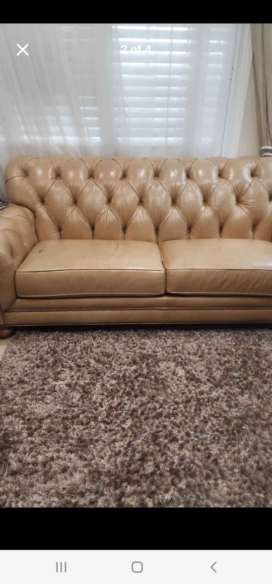  Chesterfield Ethan Allen Sofa (Real Leather)