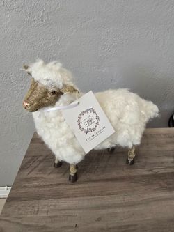 New Farmhouse Realistic Lamb Tabletop Decor 10" W x 8" H
