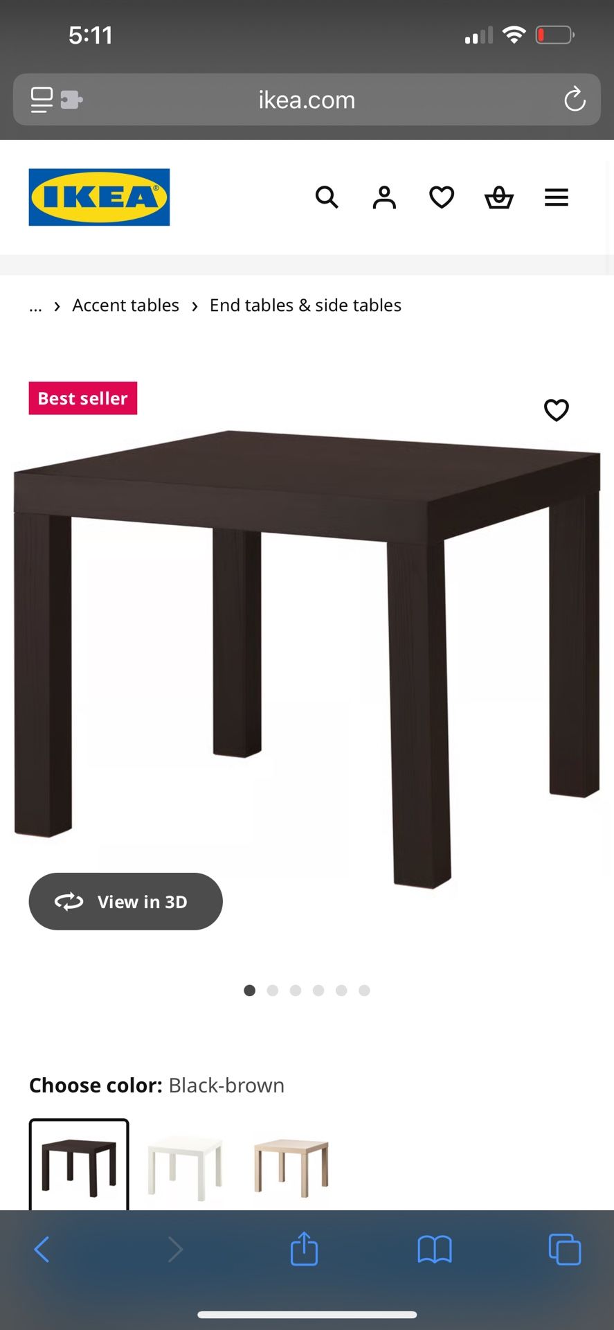 IKEA COFFEE TABLE SIDE TABLE DARK BROWN WOOD
