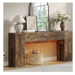 Console table with light and charging station