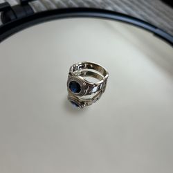 14K Two Tone Gold Ring With Sapphire And Diamonds