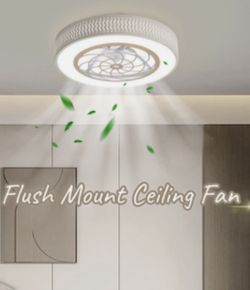 Flush Mount Ceiling Fan with Light & Remote