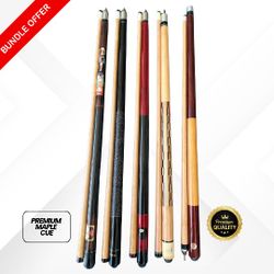 🎱 Bundle of 5 Brand New Maple Wood Billiard Pool Cues – Only$180 🎱