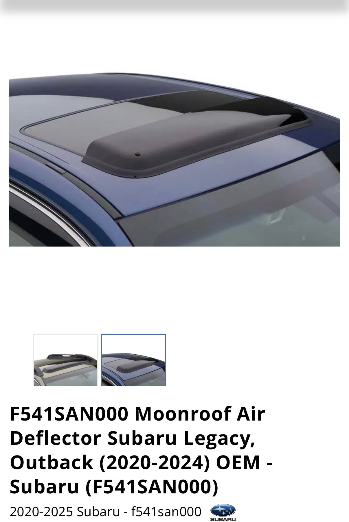 Genuine Subaru Moonroof Deflector