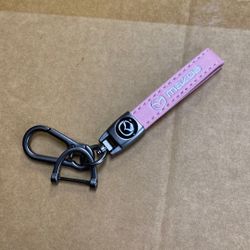 Mazda Pink Leather Keychain Key Ring 