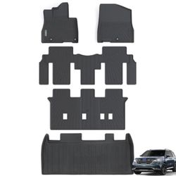 Floor Mats & Trunk Mat for Kia Carnival 2022 2023 2024 2025 (Only Fit 8 Seats Fits LX seat Package, EX and SX (NOT fit Prestige Models), All Weather 3