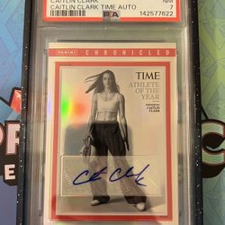 2025 Panini CAITLIN CLARK Chronicled TIME COVER PHOTO AUTO HOLO SSP #CAH-CC PSA 7