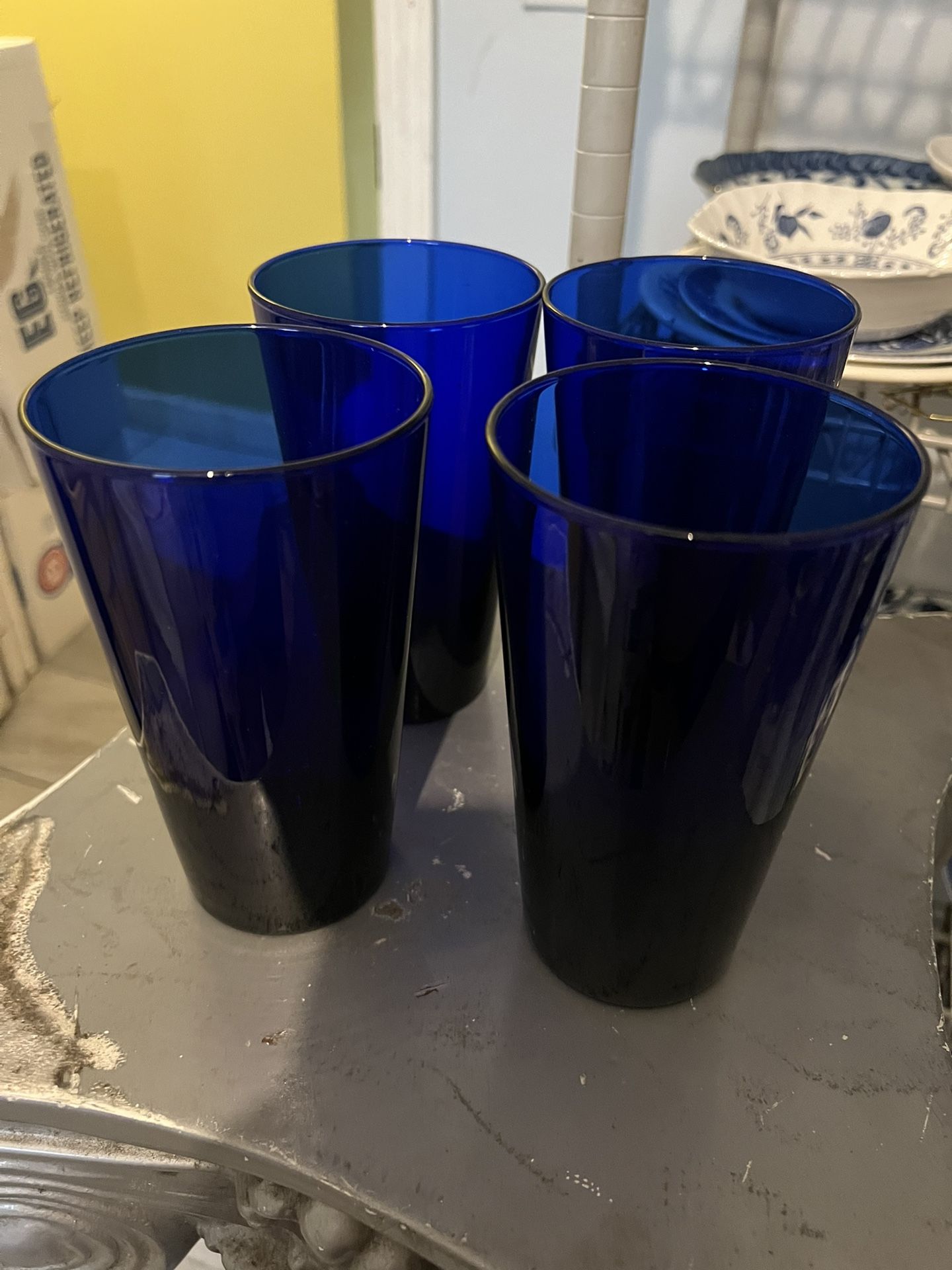 4 Cobalt Blue Water Glasses