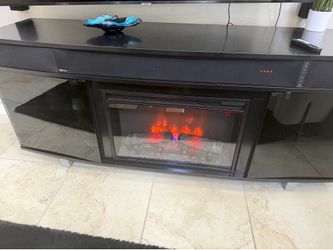 Modern Entertainment Center with Electric Fireplace & Speakers