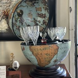 offoli Nettuno Safari Desk Bar Globe Refined Drinks Cabinet Historical Flair