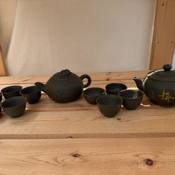 Handmade Authentic Yixing Zisha Chinese Tea Set – 2 Teapots & Cups