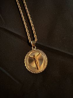 14k Jesus and marry Rope Chain Necklace