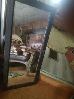 Old door beveled mirror