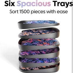 New Puzzlup Puzzle Sorting Trays - Set of 6 - Up to 1500 Pieces - Unique Stackable Jigsaw Trays with Box Display Design - Premium Jigsaw Accessory
