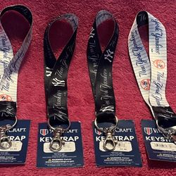 MLB New York NY Yankees Baseball 7” Keystrap Set Of 4 NEW!
