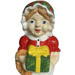 Vintage Mrs. Santa Clause Christmas Ceramic Mold Piggy Bank Taiwan 11.5" Tall