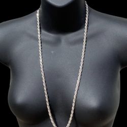 Gorgeous, Thick 29” Rope Diamond Cut Necklace Marked 925 Italian Silver 