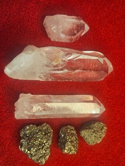 Crystal rock and fools gold Iron pyrite