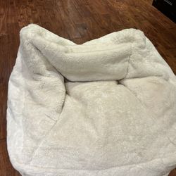 white fluffy bean bag chair 