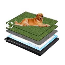 Dog Grass Pad with Tray Large,35.5”×23.6”Dog Grass Large Patch Potty Arificial Grass 