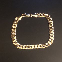 14k Gold Plated Diamond Cuban Bracelet 8” 7mm