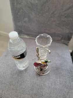 Glass Vase With Handmade Flowers And Ladybug