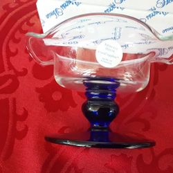 PRINCESS HOUSE COBALT BLUE CANDLE HOLDER  $30,  GLASSES 3, $10 EACH, LIBBY XLG RIBBON MARTINI GLASS, $20..  PU 15&POWAY RD, OR 15&8.