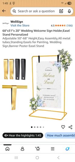 Gold Metal Wedding Sign Easel Stand