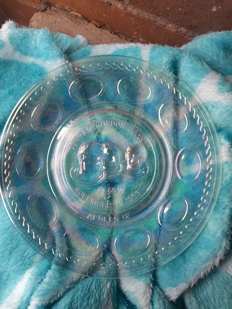 Vintage Carnival Glass Apollo 12 Commemorative Plate