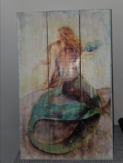 Mermaid picture frame made of wood