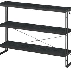 Bookshelf Industrial 3 Shelf Bookcase, Wood Storage Shelf with Metal Frame for Living Room, black !!!Black color available !!!Black color !!