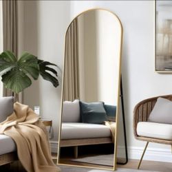 NEW Arched GOLD Full Length Mirror, 64"x21" Aluminum Alloy Frame Full Body Mirror with Stand